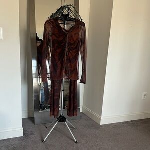 Fashion Nova Brown & Black Sheer 2 piece set